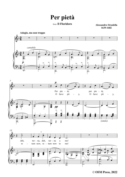 Stradella-Per pietà,from Il Floridoro,in d minor,for Voice and Piano