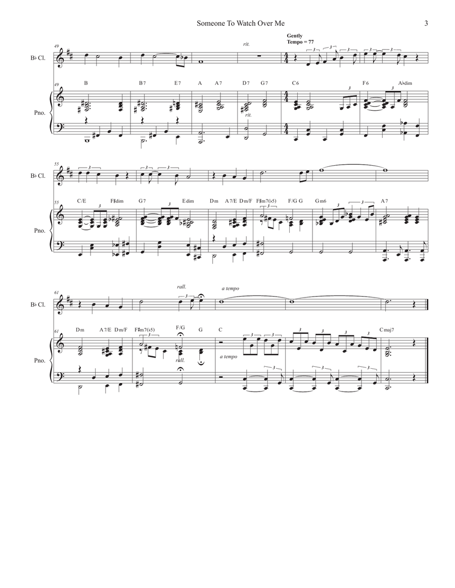 Someone To Watch Over Me Someone To Watch Over Me Clarinet Solo scores gallery preview page 3
