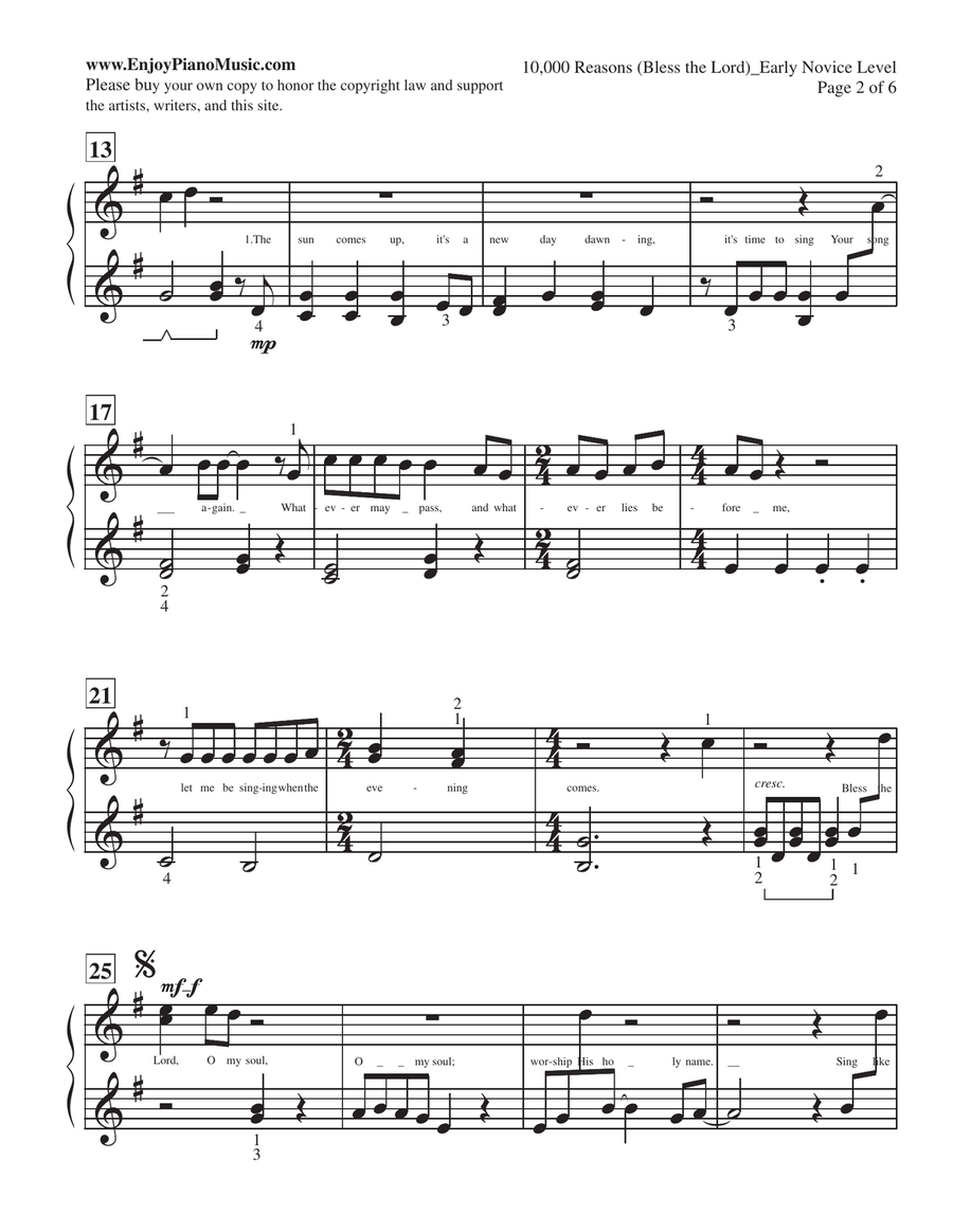 10,000 Reasons (Bless The Lord) Piano Method scores gallery preview page 3