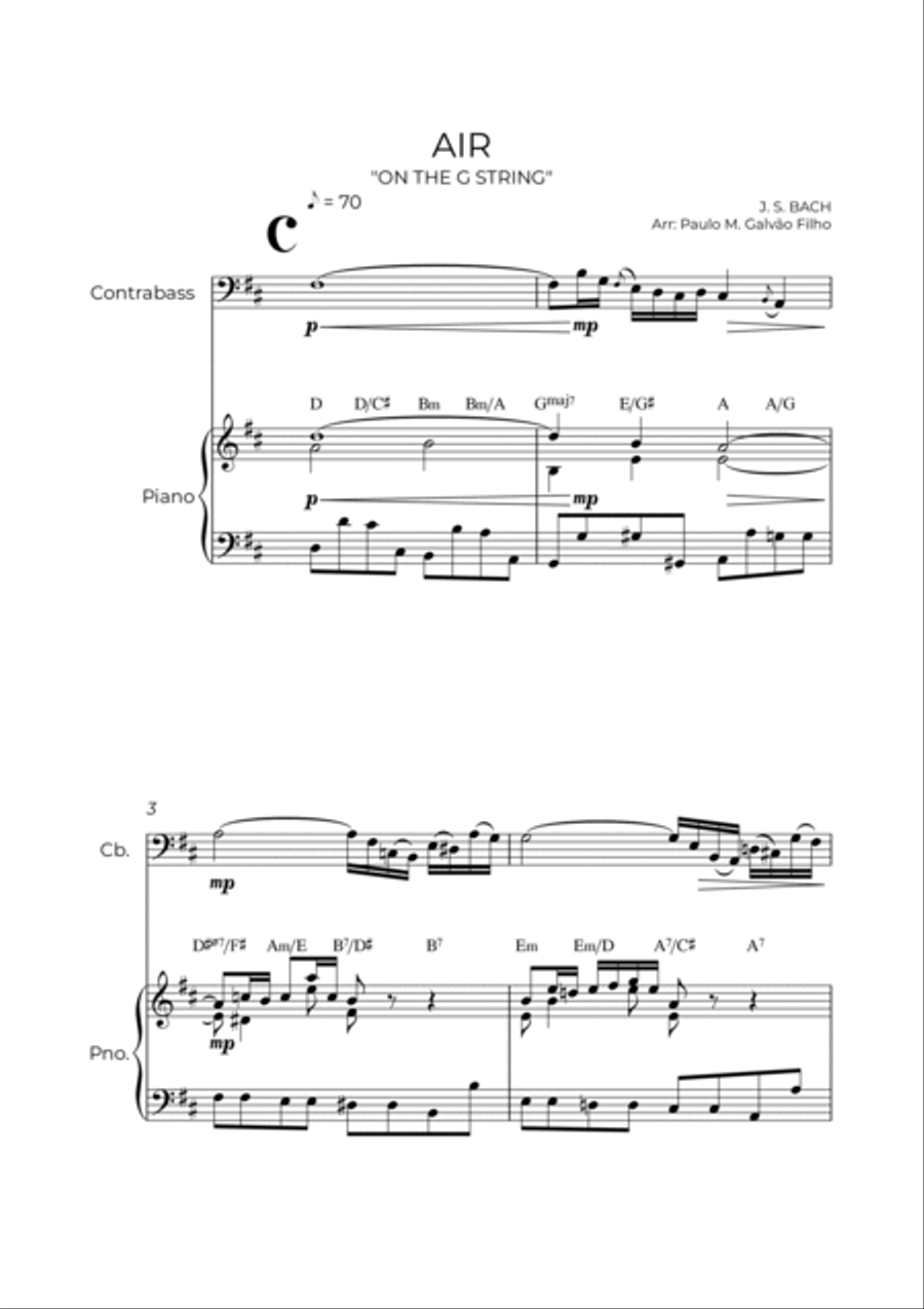 AIR ON THE G STRING - CONTRABASS & PIANO Double Bass scores gallery preview page 2