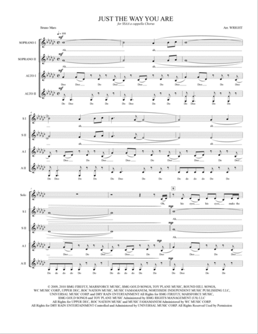 Just The Way You Are SSA scores gallery preview page 2