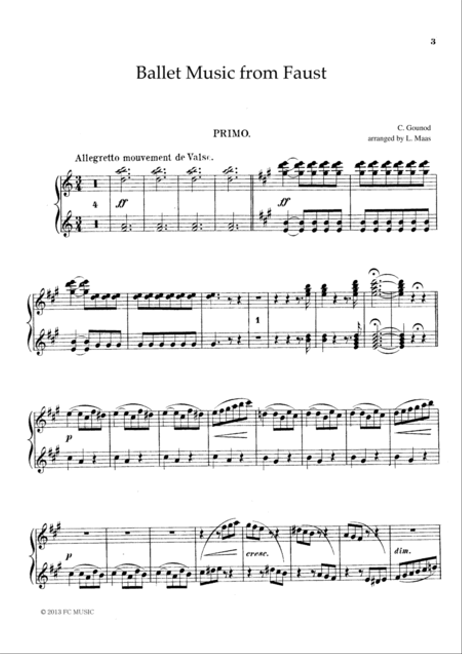 Gounod Ballet Music from Faust, for piano duet(1 piano, 4 hands), PG801