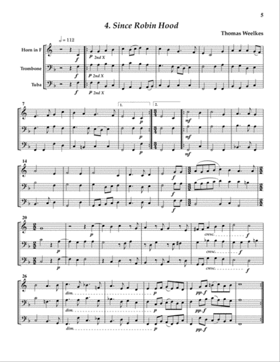 Six English Madrigals Brass Ensemble scores gallery preview page 6