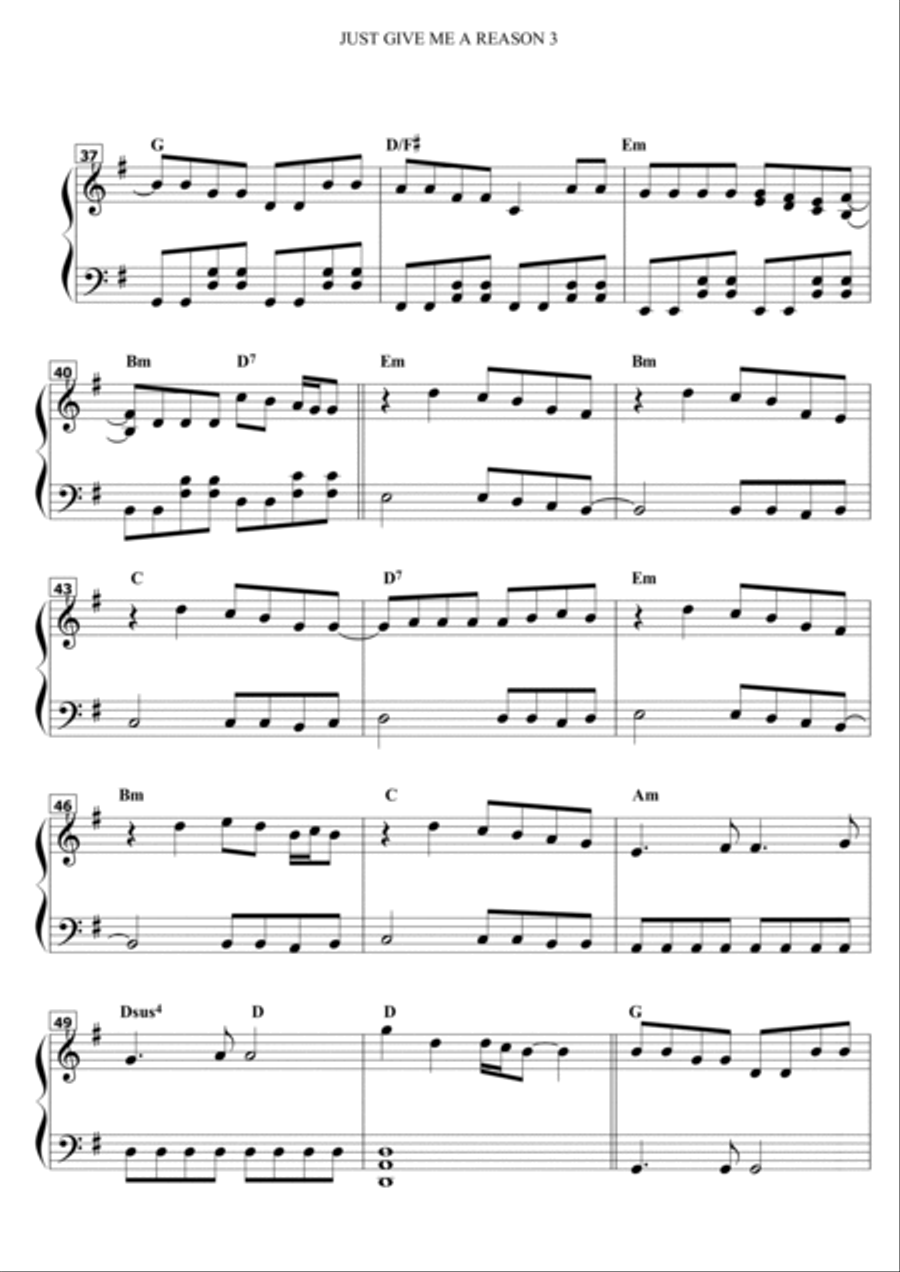 Just Give Me A Reason Piano Solo scores gallery preview page 3