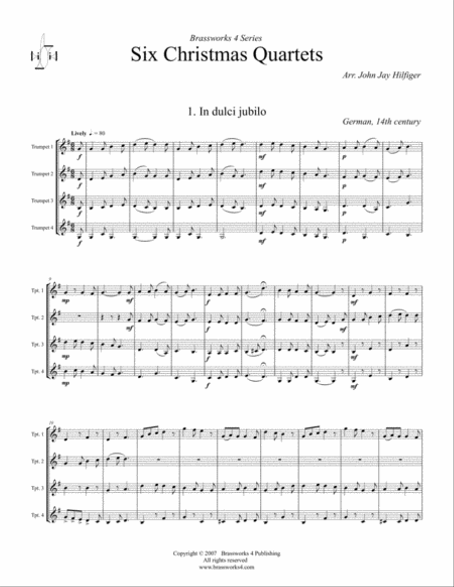 6 Christmas Quartets 6 Christmas Quartets Trumpet scores gallery preview page 2