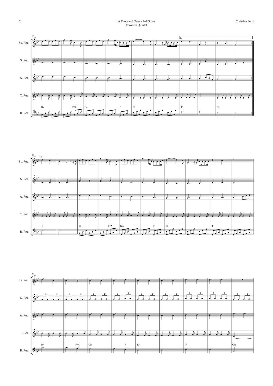 A Thousand Years Recorder scores gallery preview page 2