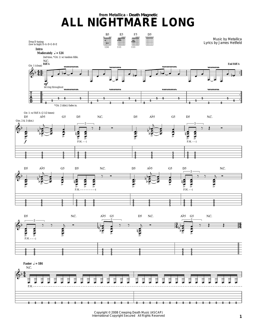 All Nightmare Long Acoustic Guitar scores gallery preview page 1