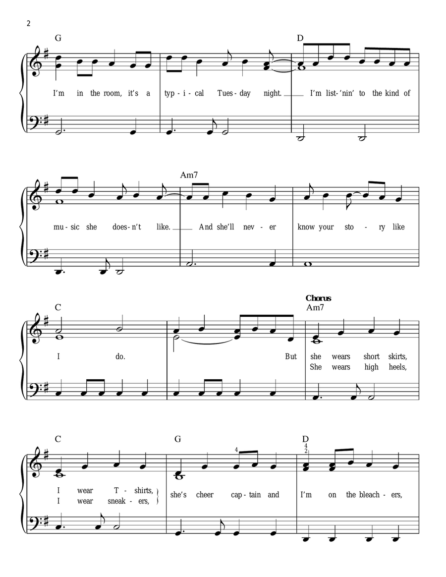 You Belong With Me Easy Piano scores gallery preview page 2