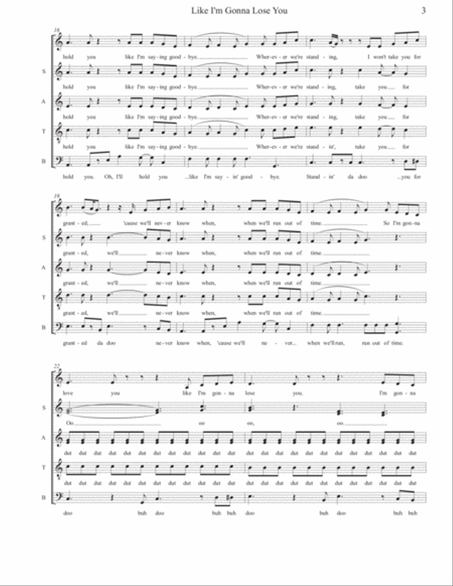 Like I'm Gonna Lose You 4-Part scores gallery preview page 3