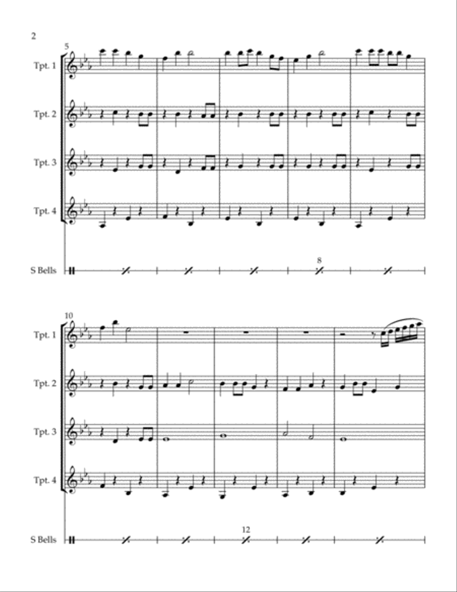 Up on the Housetop (for 4 trumpets) Trumpet Solo scores gallery preview page 2