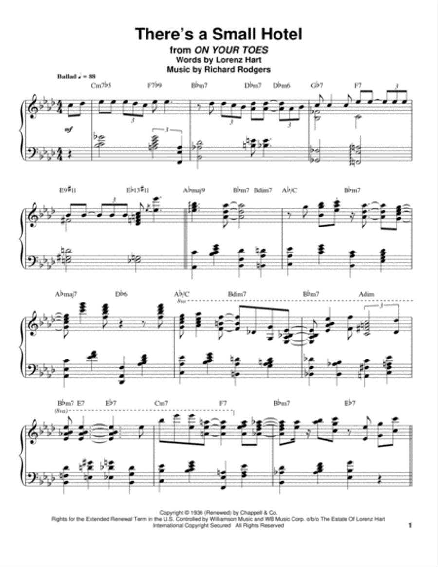 There's A Small Hotel There's A Small Hotel Piano scores gallery preview page 1
