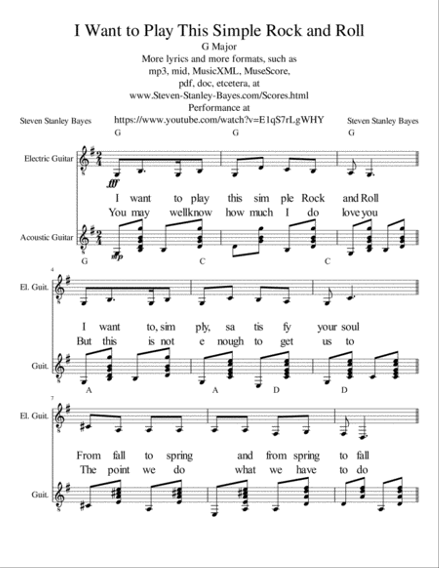 I Want to Play This Simple Rock and Roll Guitar Solo scores gallery preview page 1