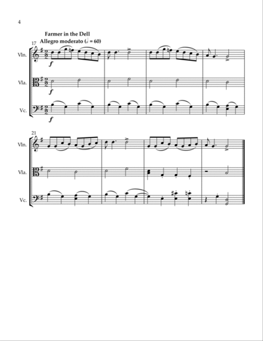 3 Trios Are You Near? Farmer in the Dell Waltz String Trio scores gallery preview page 4