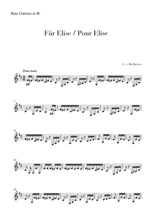 Book cover for Pour Elise (Für Elise) for Bass Clarinet