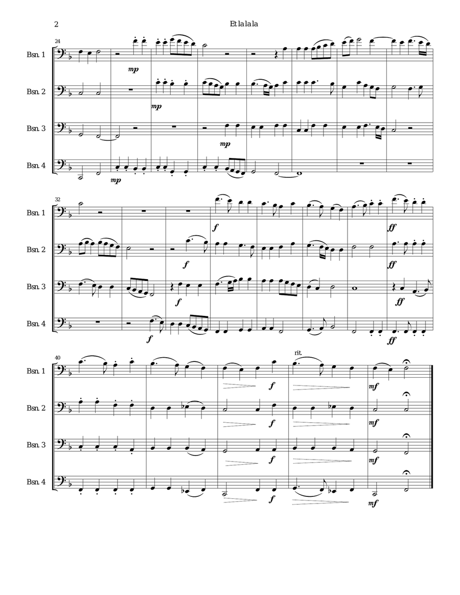 Et la la la for 4 bassoons Bassoon Quartet scores gallery preview page 2