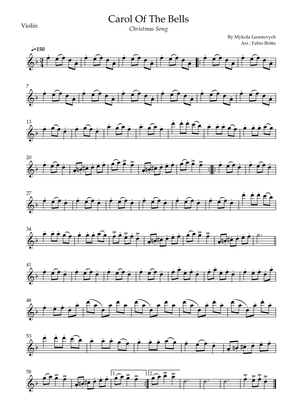 Carol Of The Bells (Christmas Song) for Violin Solo (D Minor)