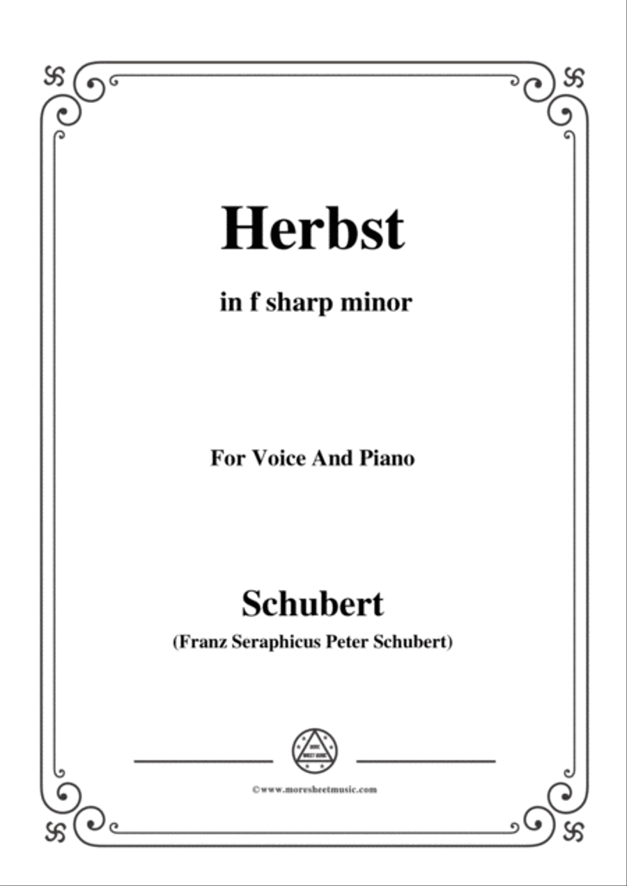 Schubert-Herbst(Autumn),in f sharp minor,D.945,for Voice and Piano Voice Solo scores gallery preview page 1