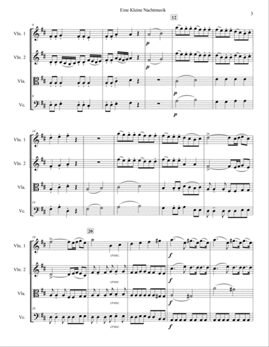 Eine Kleine Nachtmusik for String Quartet String Quartet scores gallery preview page 3