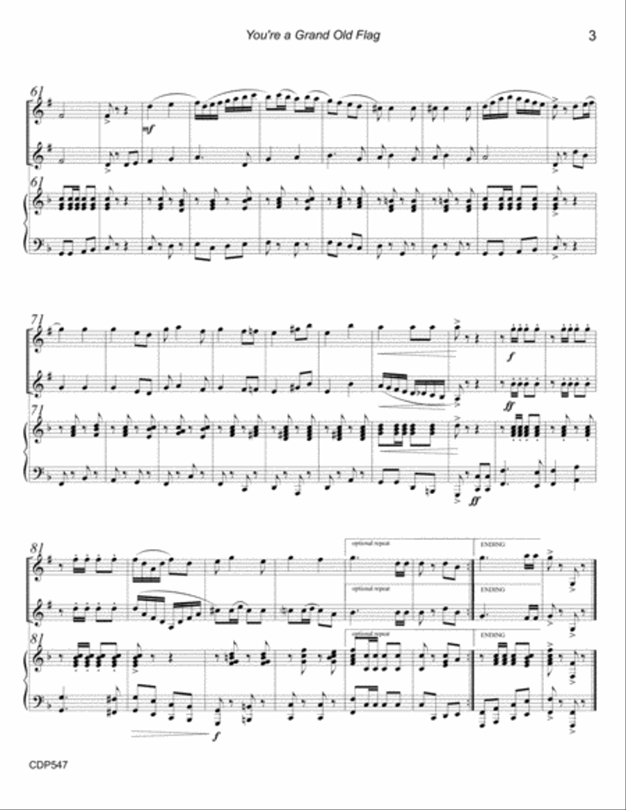 YOU'RE A GRAND OLD FLAG (George M. Cohan) for CLARINET DUET with Piano Accompaniment Clarinet Duet scores gallery preview page 3