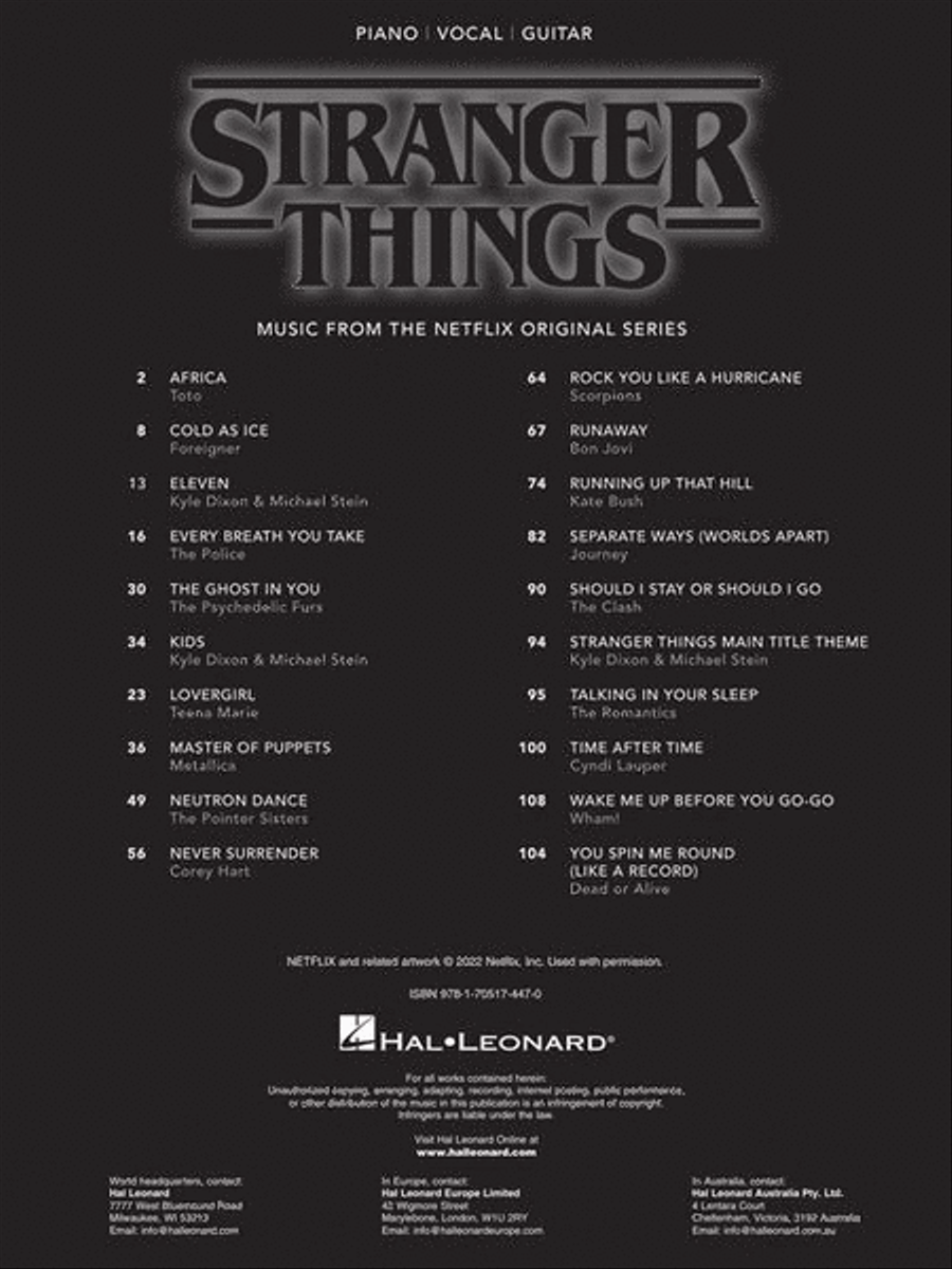 Stranger Things Piano, Vocal, Guitar scores gallery preview page 3