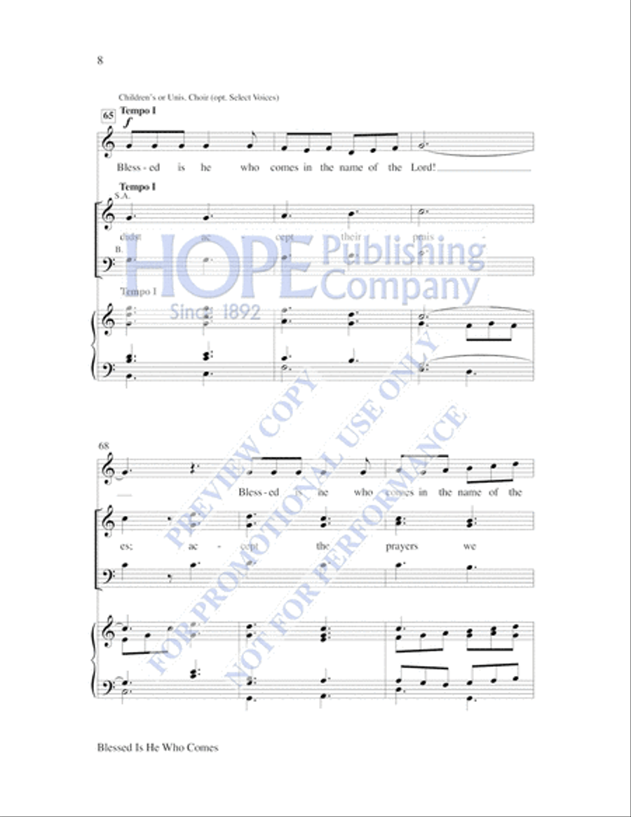 Blessed Is He Who Comes by Lloyd Larson 3-Part - Sheet Music page 9