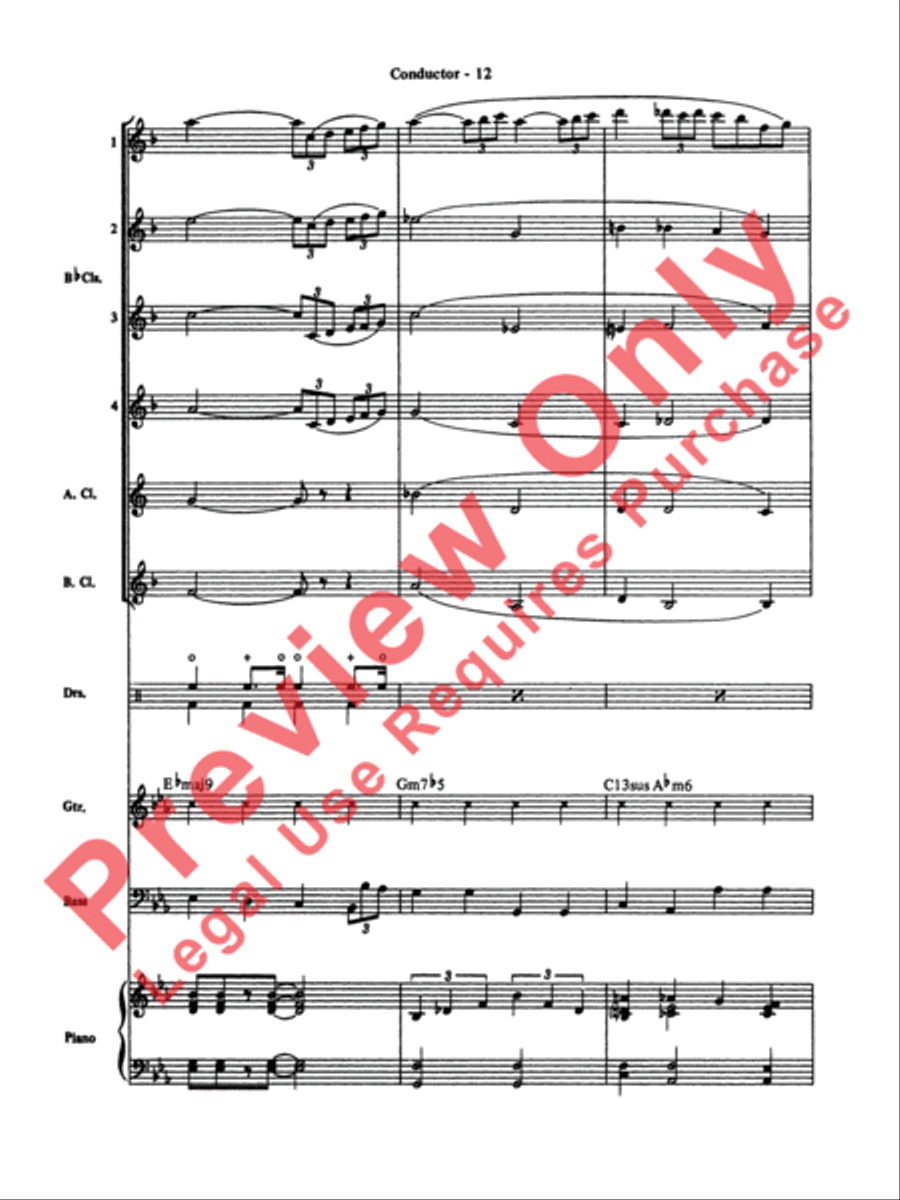 Moonlight Serenade Clarinet Choir scores gallery preview page 13