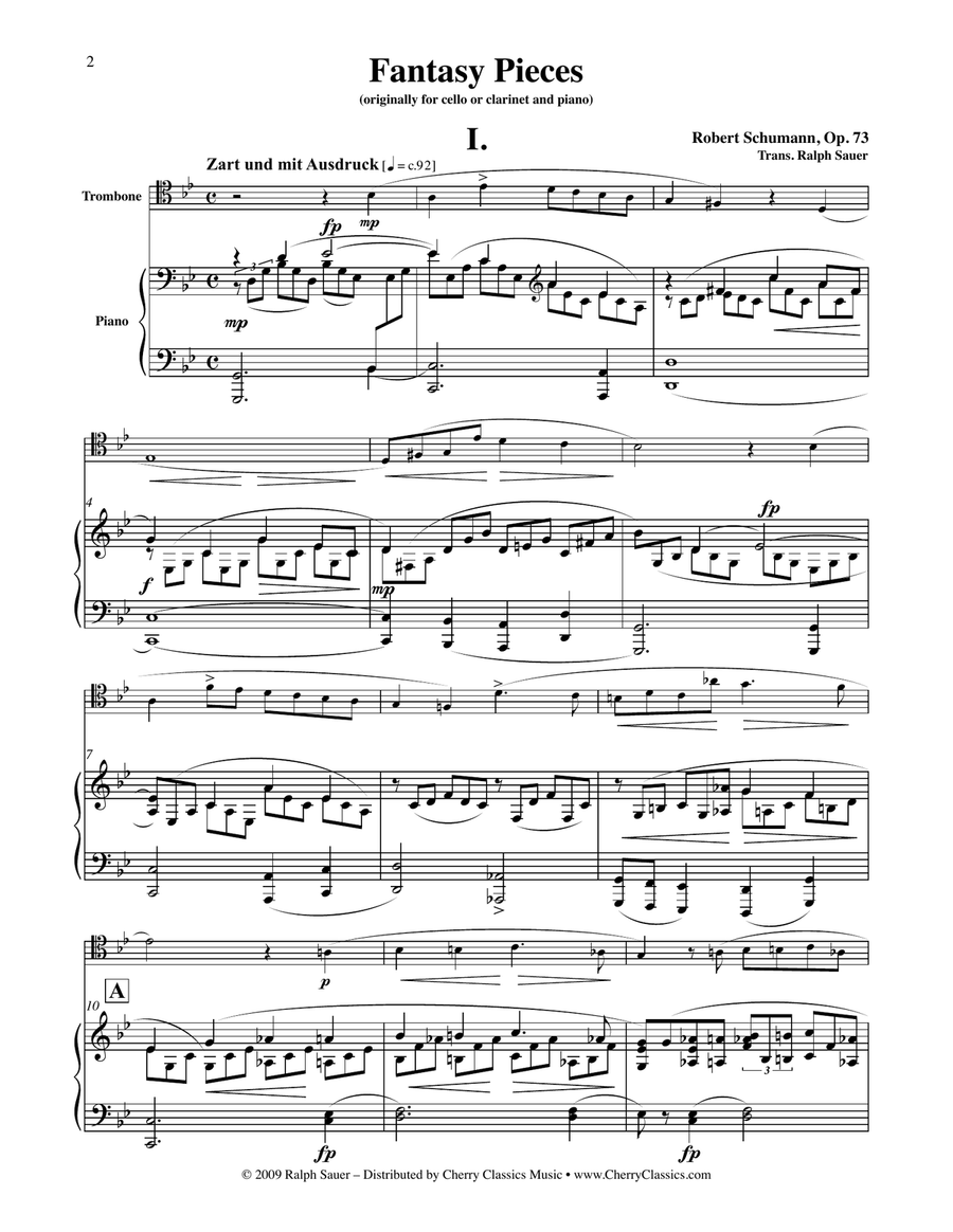 Fantasy Pieces, Opus 73 for Trombone and Piano Piano scores gallery preview page 2