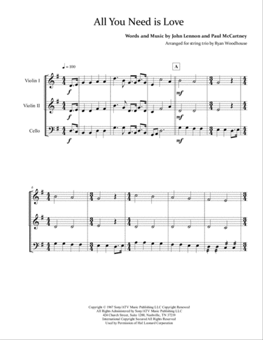 All You Need Is Love All You Need Is Love String Trio scores gallery preview page 3