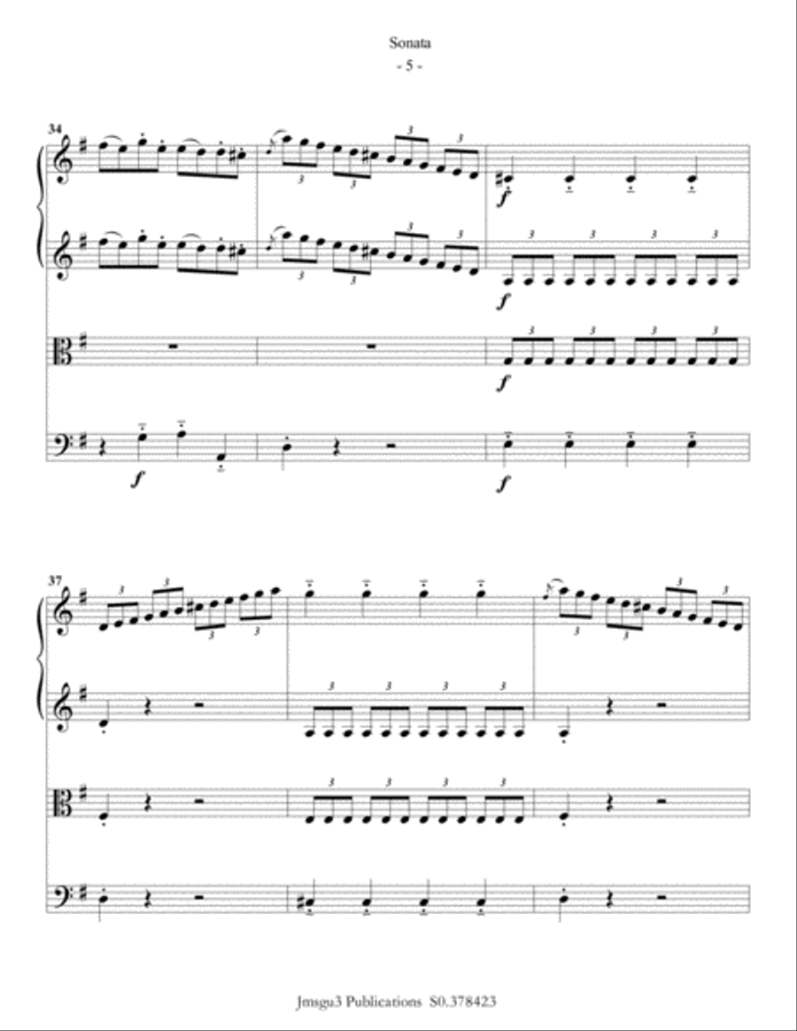 Beethoven: Sonata Op. 49 No. 2 for String Quartet String Quartet scores gallery preview page 6