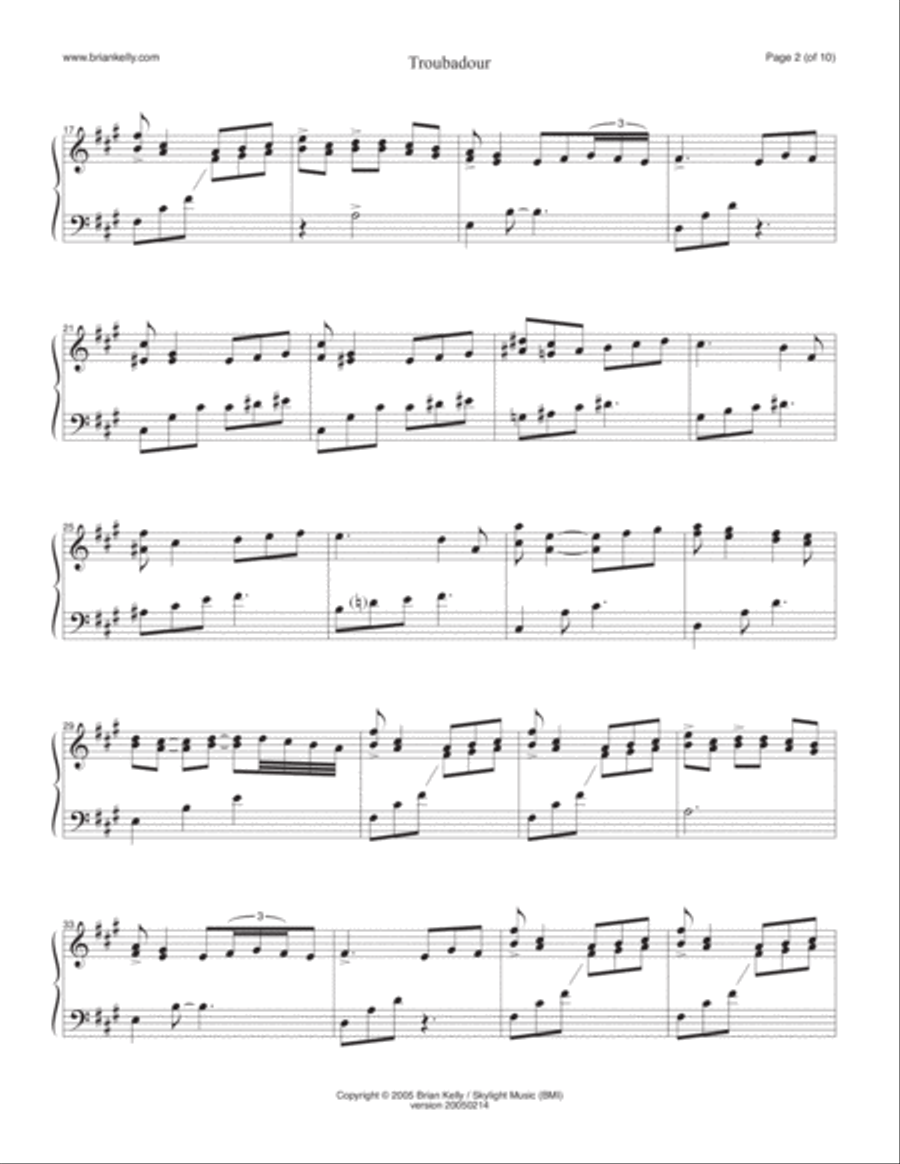 Troubadour Piano Solo scores gallery preview page 2