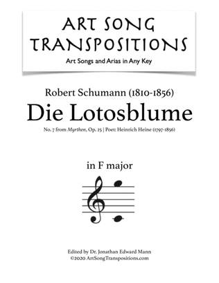 Book cover for SCHUMANN: Die Lotosblume, Op. 25 no. 7 (transposed to F major)