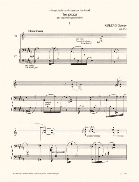 Tre pezzi op. 14e per violino e pianoforte