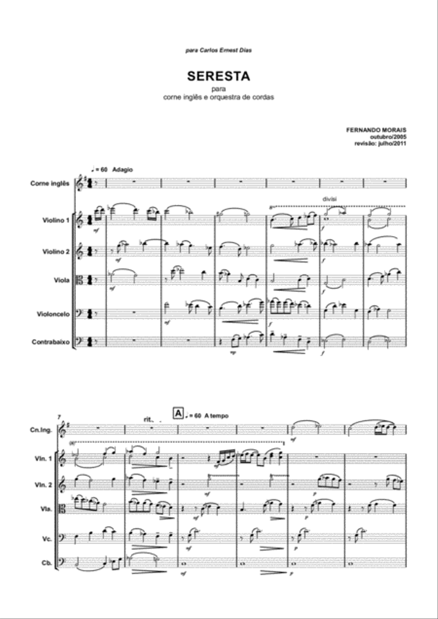 SERESTA PARA CORNE INGLÊS E ORQUESTRA DE CORDAS Small Ensemble scores gallery preview page 4