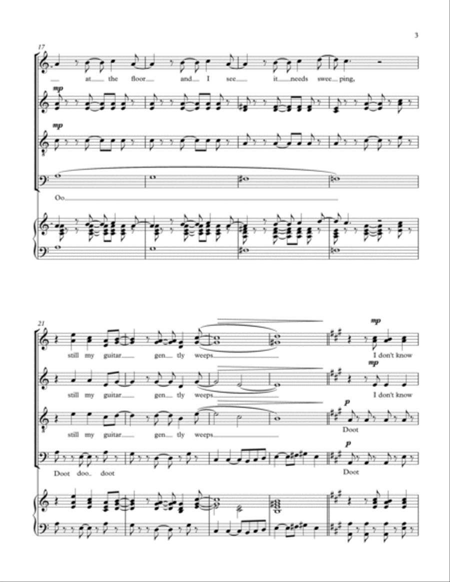 While My Guitar Gently Weeps 4-Part scores gallery preview page 3