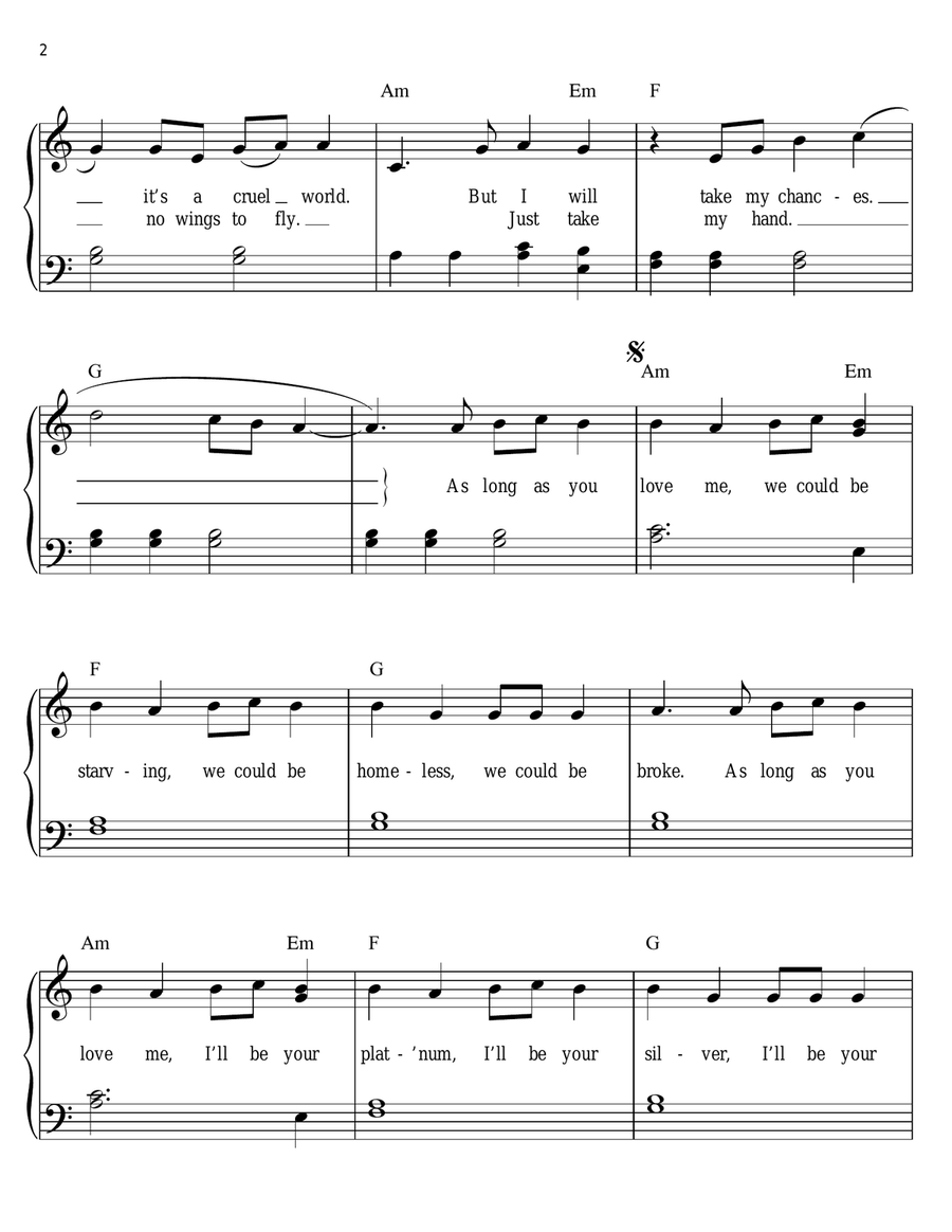 As Long As You Love Me As Long As You Love Me Easy Piano scores gallery preview page 2