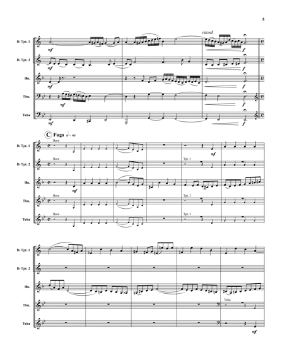 Fantasia and Fuga Brass Quintet scores gallery preview page 5