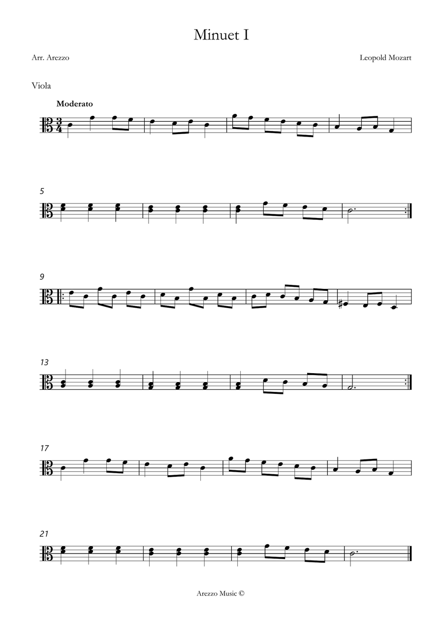 leopold mozart notebook for wolfgang minuet I Viola and Trombone sheet music Chamber Music scores gallery preview page 2