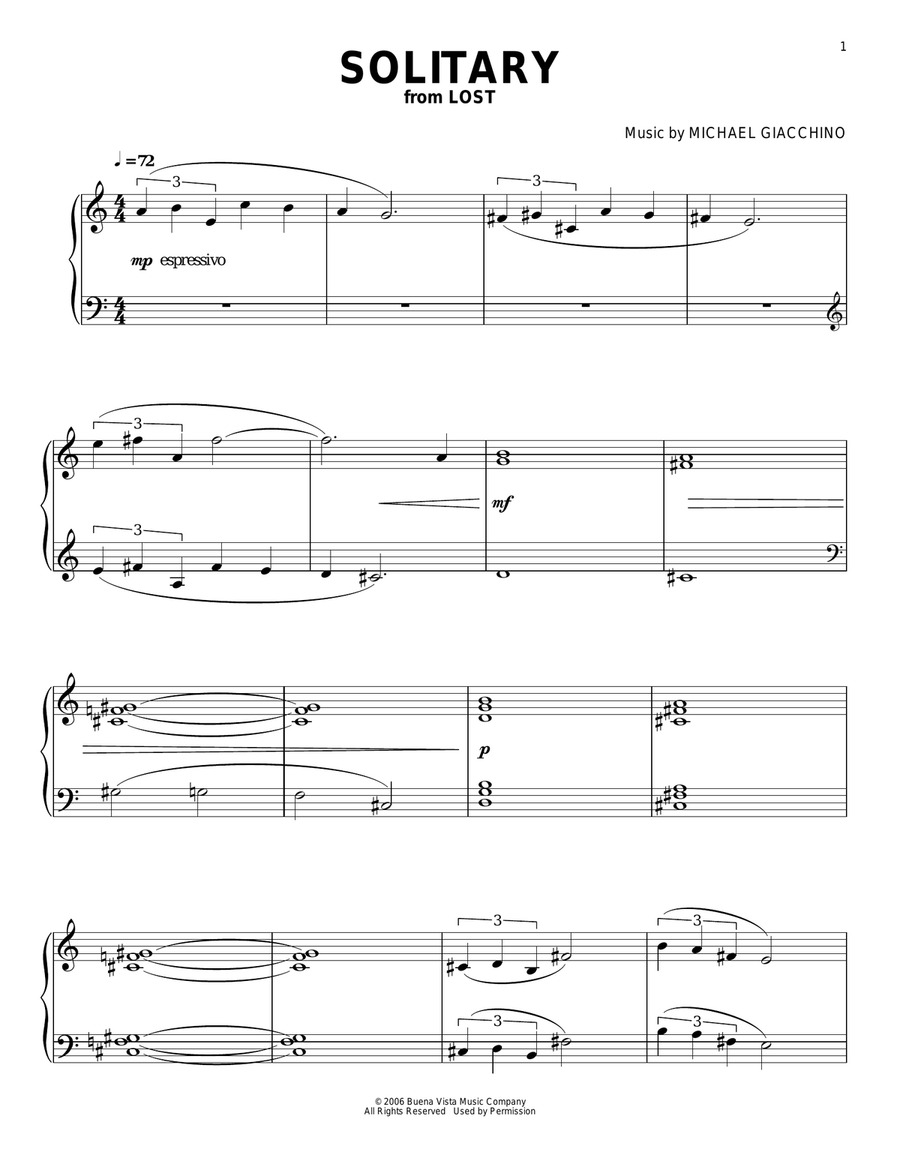 Solitary Piano Solo scores gallery preview page 1