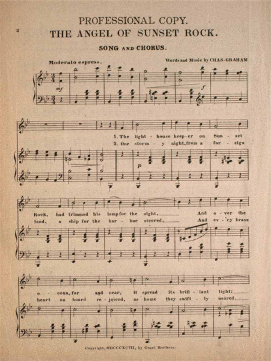 The Angel of Sunset Rock. Song and Chorus Choir scores gallery preview page 1