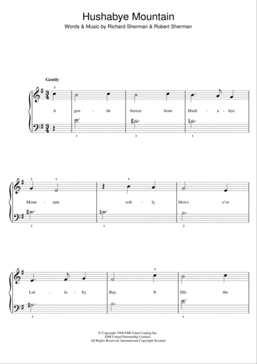 Hushabye Mountain Hushabye Mountain Easy Piano scores gallery preview page 1