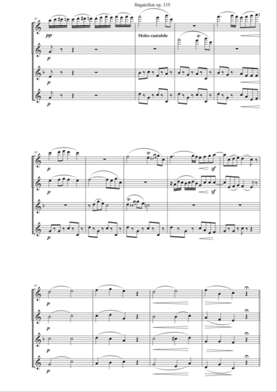 Beethoven Bagatellen op. 119 no 9,11,5,8 Woodwind Ensemble scores gallery preview page 3