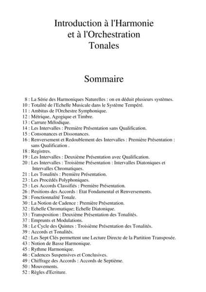 Introduction a l'Harmonie et a l'Orchestration Tonales