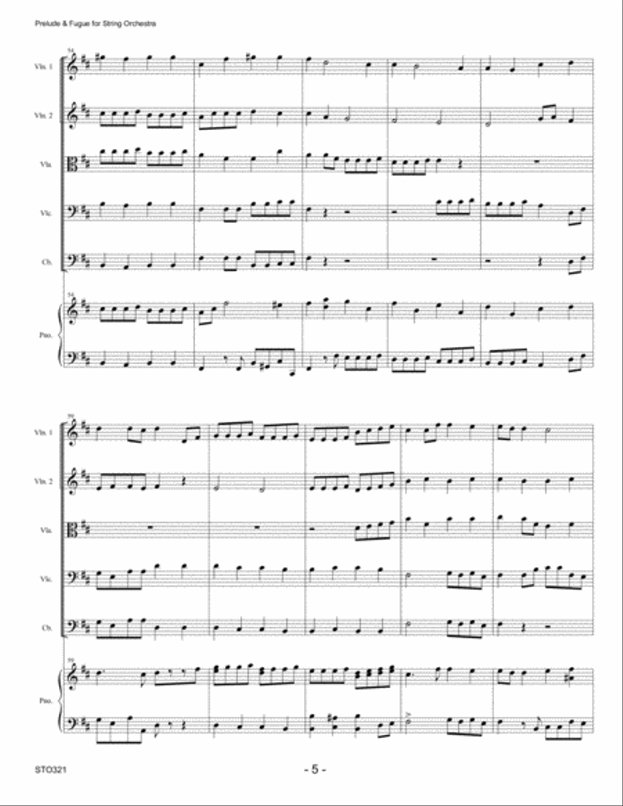 PRELUDE & FUGUE (Bach) for Intermediate STRING ORCHESTRA with Piano Accompaniment String Orchestra scores gallery preview page 5