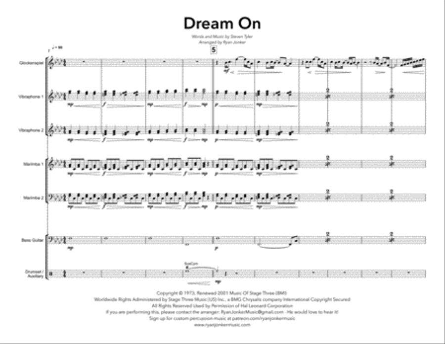 Dream On Percussion Ensemble scores gallery preview page 2