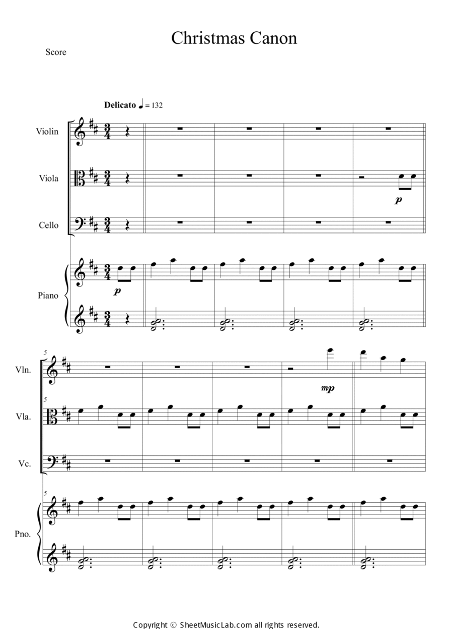 Christmas Canon Christmas Canon Piano Quartet scores gallery preview page 1