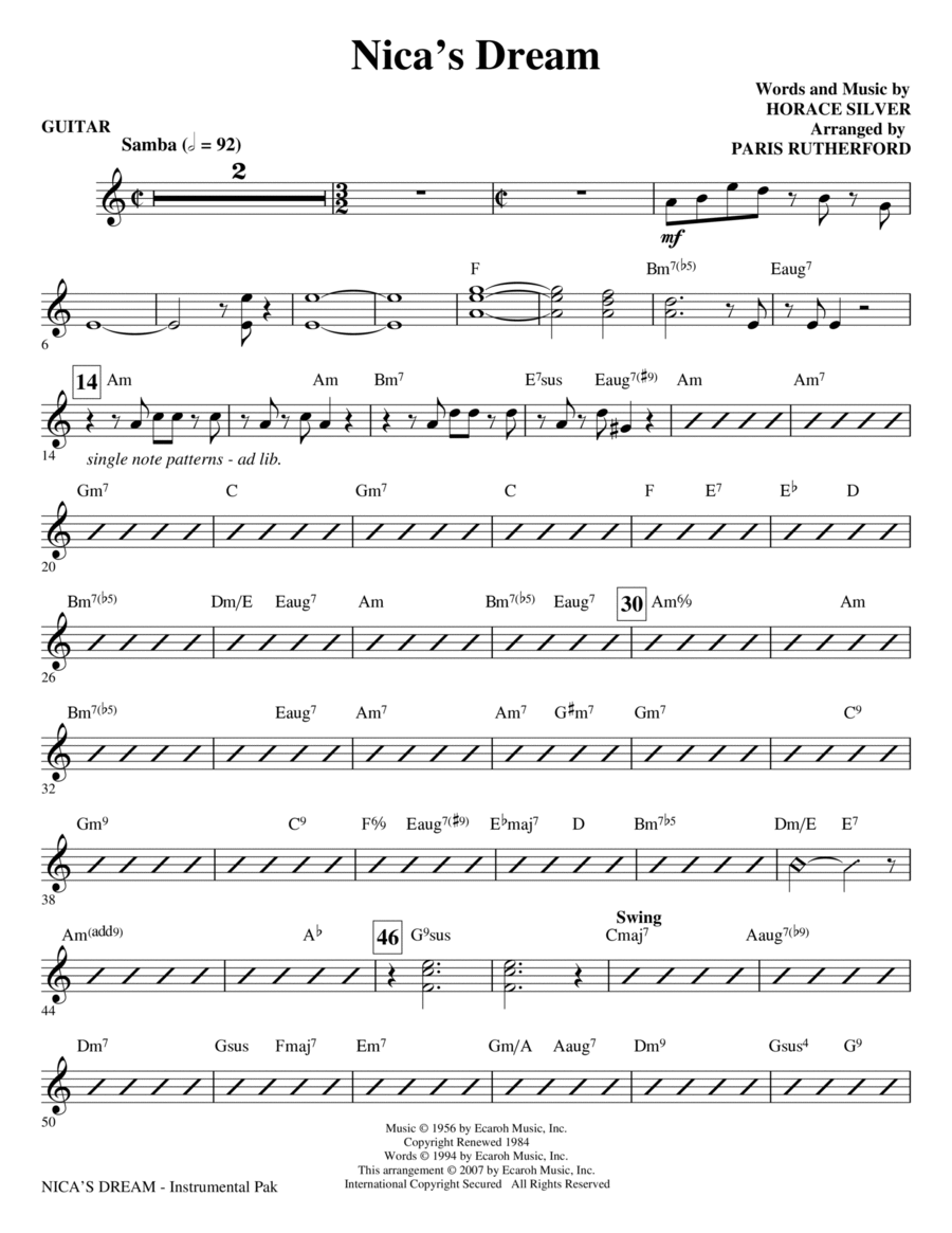 Nica's Dream - Guitar Choir scores gallery preview page 1