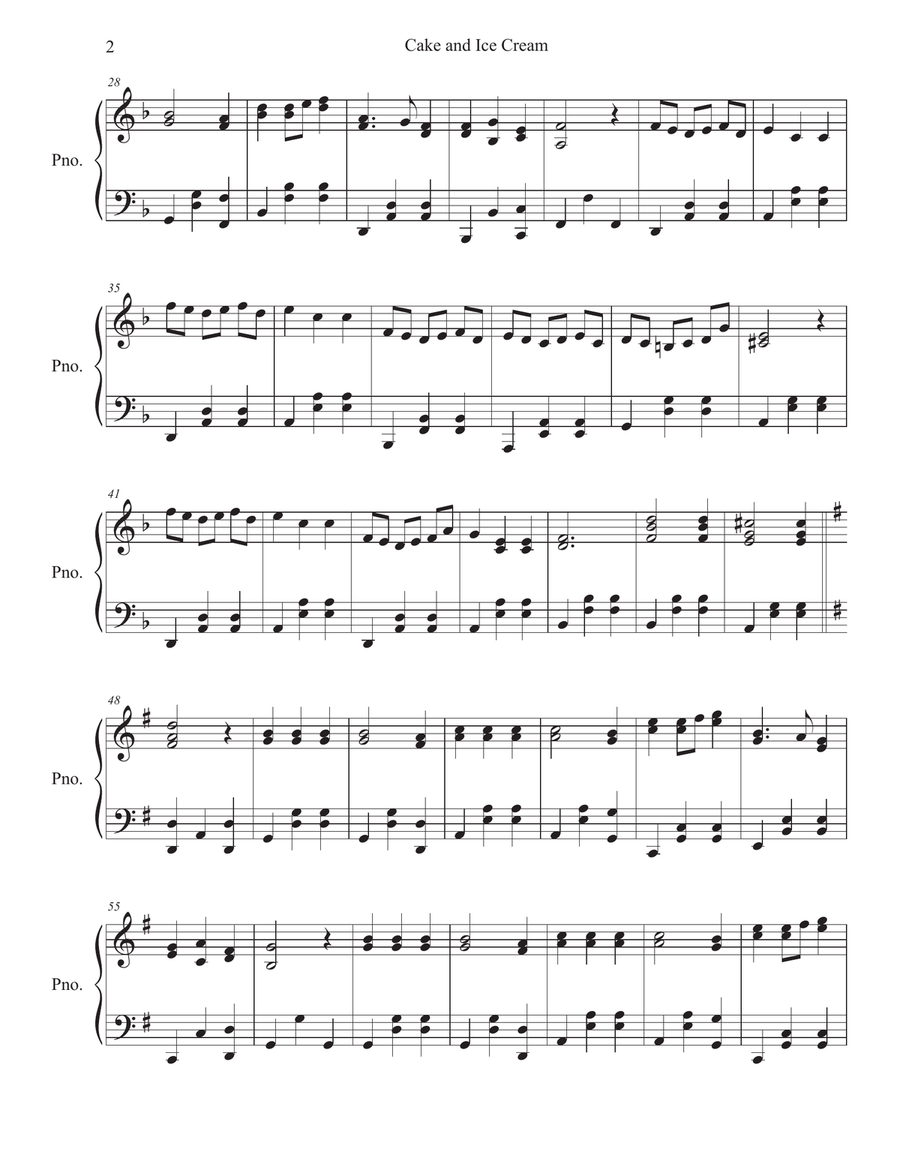 Cake and Ice Cream (Easy Piano solo) Easy Piano scores gallery preview page 2