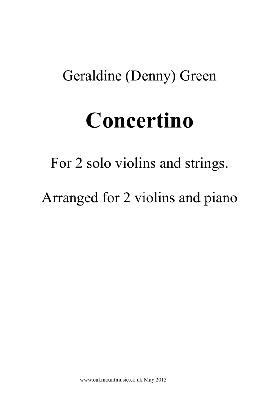 Concertino For Two Solo Violins and Strings (Piano Reduction Arrangement) String Duet scores gallery preview page 1