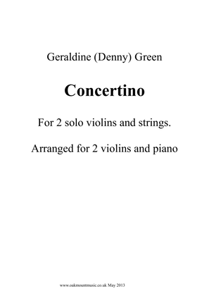 Concertino For Two Solo Violins and Strings (Piano Reduction Arrangement)