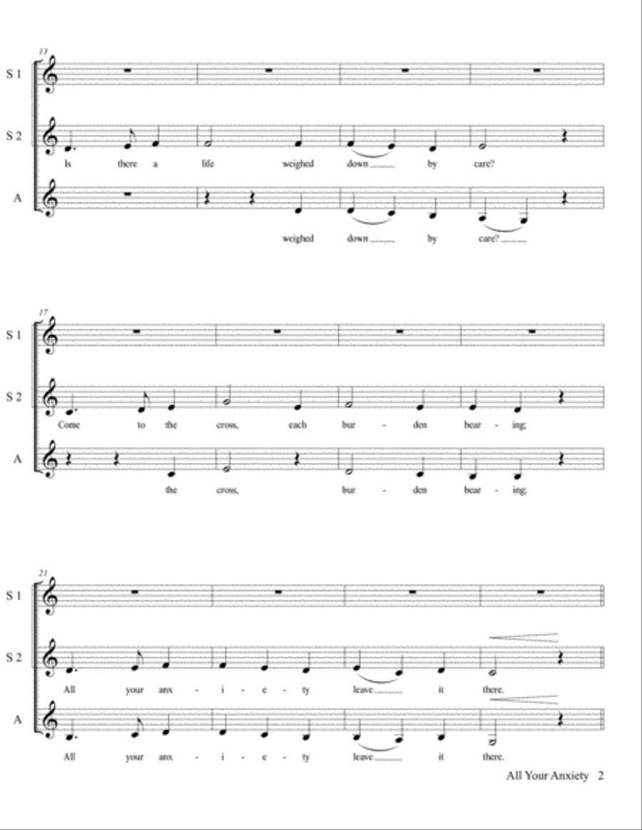All Your Anxiety - SSA A Cappella SSA scores gallery preview page 3